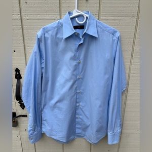 Ermenegildo Zegna Shirt Men's Size‎ 37/14.5 Blue Button Down Long-Sleeve Office